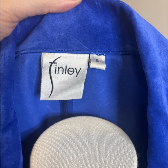 Finley NWT Blue Suede Leather Jacket Blazer Tie Front | Size 8 - Picture 5 of 8